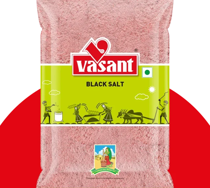 Sanchar (black salt / kala namak) pack available at PRATIMESH FOODS for Indian cooking